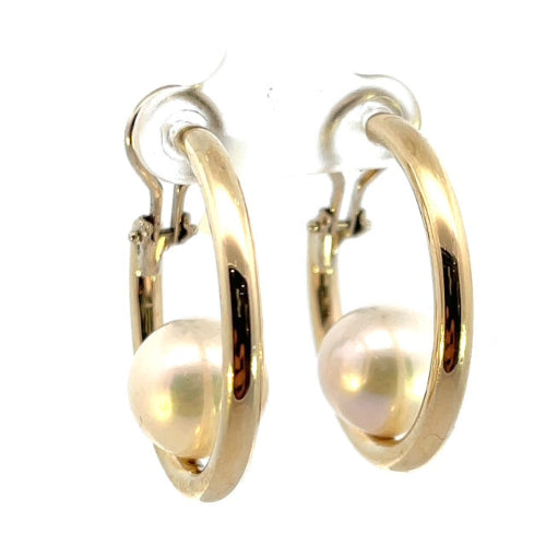 Hoop With Fresh Water Pearl Earrings