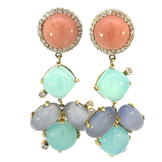 Pink Opal & Moonstone Hanging Earrings