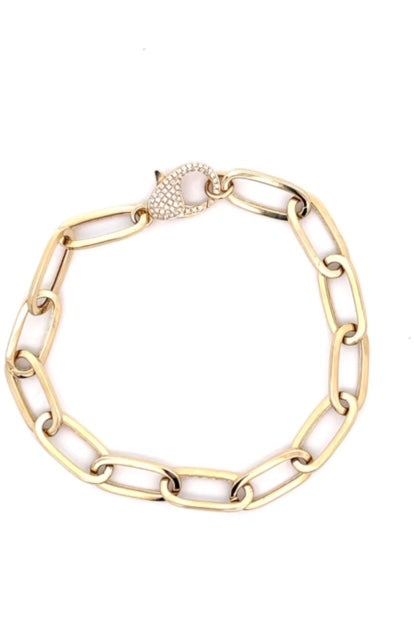 Diamond Pave Clasp Paperclip Bracelet