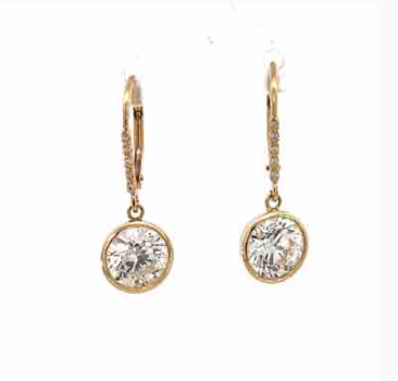 Lab Grown Round Bezel Set with Lever Backs
