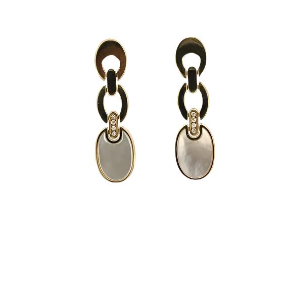 Mother of Pearl Gold Link  Earrings