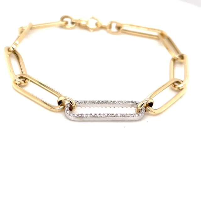 PAPERCLIP LINK WITH DIAMOND  LINK BRACELET